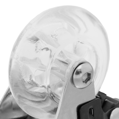 Колесо ПУ прозрачное поворотное с тормозом d-50 мм, крепление платформенное Сибртех по ценам производителя в Челябинске с доставкой по всей России