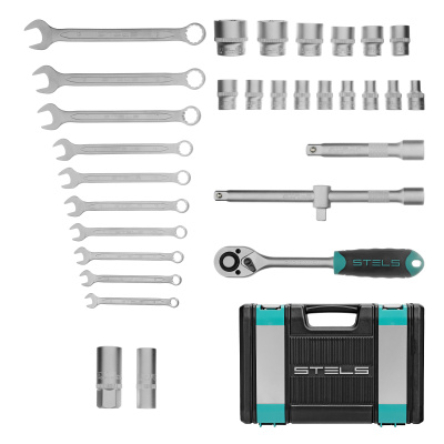 Набор инструментов, 1/2", CrV, пластиковый кейс 31 предмет Stels по ценам производителя в Челябинске с доставкой по всей России