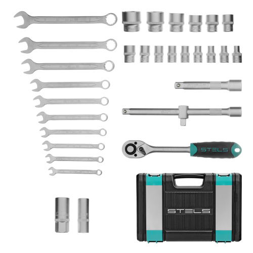 Набор инструментов, 1/2", CrV, пластиковый кейс 31 предмет Stels по ценам производителя в Челябинске с доставкой по всей России
