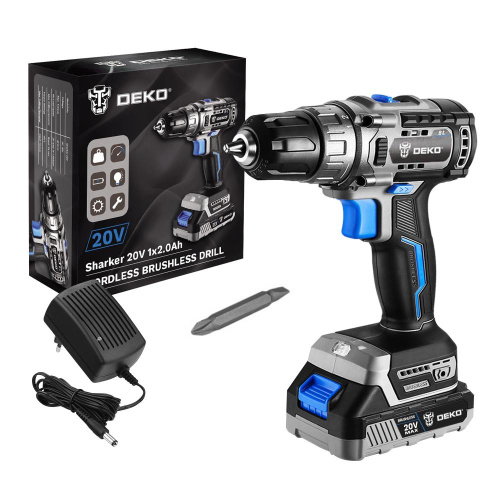 Дрель-шуруповерт аккумуляторная бесщеточная DEKO Sharker 20V, 20В, 1*3.0Ач по ценам производителя в Челябинске с доставкой по всей России