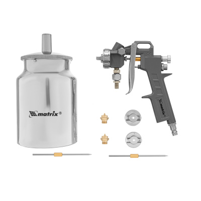 Краскораспылитель пневматический с нижним бачком V 1, 0 л, сопло D 1.2, 1.5 и 1.8 мм Matrix по ценам производителя в Челябинске с доставкой по всей России