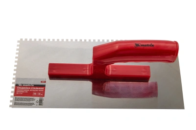 Гладилка из нержавеющей стали, 280 х 130 мм, зеркальная полировка, пластмассовая ручка, зуб 4 х 4 мм Matrix по ценам производителя в Челябинске с доставкой по всей России