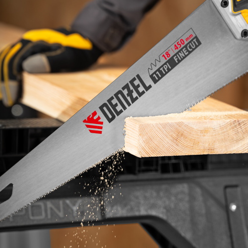 Ножовка по дереву, 450 мм, 11 TPI, зуб 3D, металлопластиковая рукоятка Denzel по ценам производителя в Челябинске с доставкой по всей России