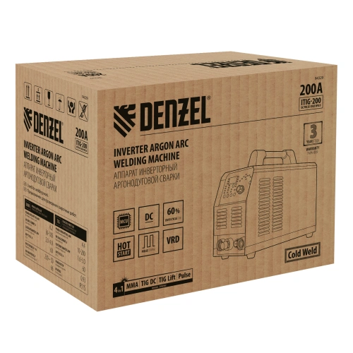 Аппарат инвертор. аргонодуговой сварки ITIG-200 DС Pulse Cold Weld, 200 А, ПВ 60% Denzel по ценам производителя в Челябинске с доставкой по всей России