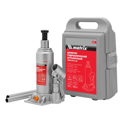 Домкрат гидравлический бутылочный, 4 т, h подъема 194-372 мм, в пластиковом кейсе Matrix по ценам производителя в Челябинске с доставкой по всей России