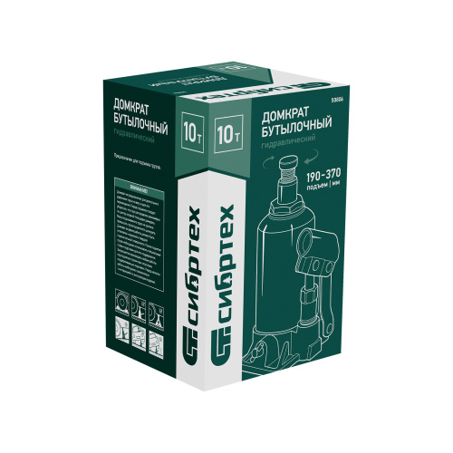 Домкрат гидравлический бутылочный, 10 т, 190-370 мм Сибртех по ценам производителя в Челябинске с доставкой по всей России