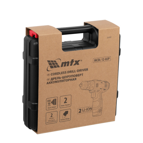 Дрель-шуруповерт аккумуляторная MCDL-12-02P, Li-Ion, 12 В, 2 акк. MTX по ценам производителя в Челябинске с доставкой по всей России