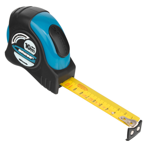 Рулетка "Schlagfest",10 м x 25 мм,магнитный обрезиненный зацеп,двусторонняя шкала,автоматическая фиксация Gross по ценам производителя в Челябинске с доставкой по всей России