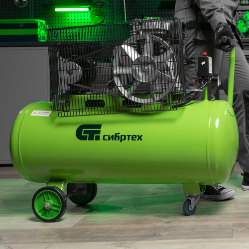 Компрессор воздушный КР-2200/100, 2.2 кВт, 350 л/мин, 100 л, ременной привод, масляный Сибртех по ценам производителя в Челябинске с доставкой по всей России