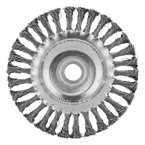 Щетка для УШМ 125 мм, посадка 22.2 мм, плоская, крученая металлическая проволока Сибртех по ценам производителя в Челябинске с доставкой по всей России