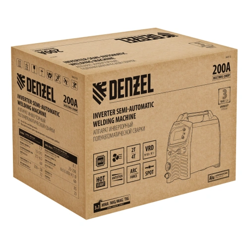 Аппарат инвертор. полуавтомат. сварки MultiMIG-200DP Synergy Double Pulse, 200 А, ПВ 80% Denzel по ценам производителя в Челябинске с доставкой по всей России