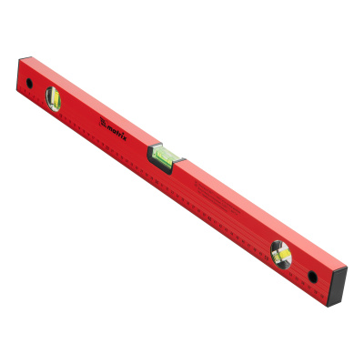 Уровень алюминиевый, 600 мм, 3 глазка, красный, линейка Matrix по ценам производителя в Челябинске с доставкой по всей России