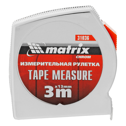 Рулетка Chrom,3 м x 13 мм,хромированный корпус Matrix по ценам производителя в Челябинске с доставкой по всей России