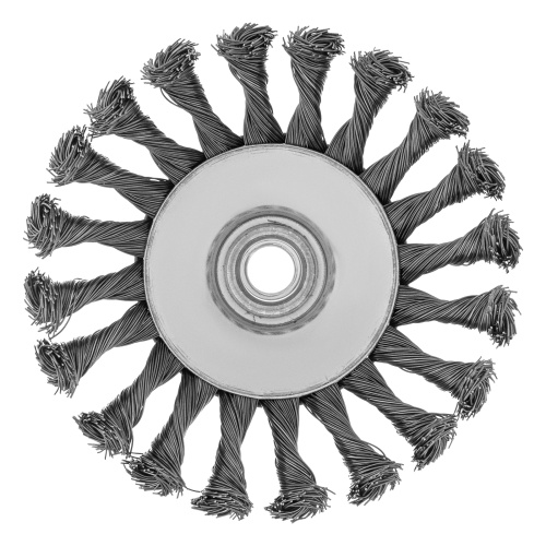 Щетка для УШМ, 125 мм, М14, "тарелка", крученая проволока 0.5 мм Matrix по ценам производителя в Челябинске с доставкой по всей России