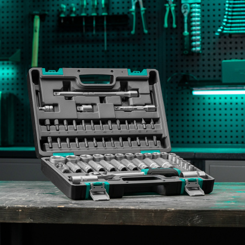 Набор инструментов, 1/2", CrV, пластиковый кейс 60 предметов Stels по ценам производителя в Челябинске с доставкой по всей России