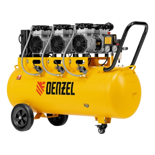 Компрессор безмасляный, малошумный  DLS 2250/100, 2250 Вт, 3x750, 100 л, 410 л/мин блок управления/ Denzel по ценам производителя в Челябинске с доставкой по всей России