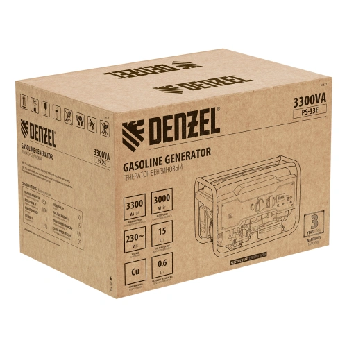 Генератор бензиновый PS-33E, 3.3 кВт, 230В, 15 л, электростартер Denzel по ценам производителя в Челябинске с доставкой по всей России