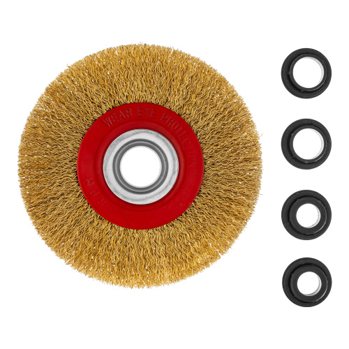 Щетка для точила, 125 мм, посадка 20 мм, плоская, латунированная витая проволока Matrix по ценам производителя в Челябинске с доставкой по всей России