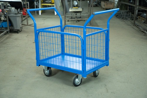 Тележка платформенная TOR ТП-2С (600х900) с бортами из сетки и двумя ручками (колеса 160 мм) по ценам производителя в Челябинске с доставкой по всей России