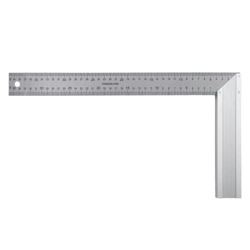 Угольник стальной 400 мм, нержавеющая сталь, градуировка, алюминиевое основание Denzel по ценам производителя в Челябинске с доставкой по всей России