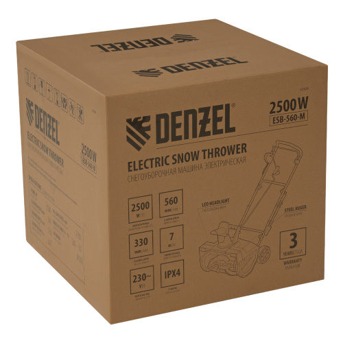 Электрическая снегоуборочная машина ESB-560-M, 2,5 кВт, металлический шнек, LED фара Denzel по ценам производителя в Челябинске с доставкой по всей России