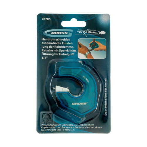 Труборез ладонный "Piranha", 16 мм, 1/2, автоматическая регулировка зажима трубы, трещотка с храповым механизмом, отверстие 1/4 Gross по ценам производителя в Челябинске с доставкой по всей России