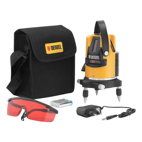 Лазерный уровень LX3, 10 м, ± 0,3 мм/1 м, 635 нм, 4 вертикальных, 1 горизонтальная плоскости, резьба 5/8" Denzel по ценам производителя в Челябинске с доставкой по всей России