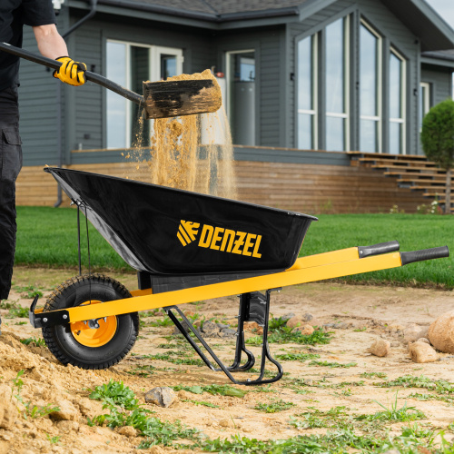 Тачка строительная, усиленная, объем 140 л, 230 кг, колесо 15х6.00-6 Denzel по ценам производителя в Челябинске с доставкой по всей России