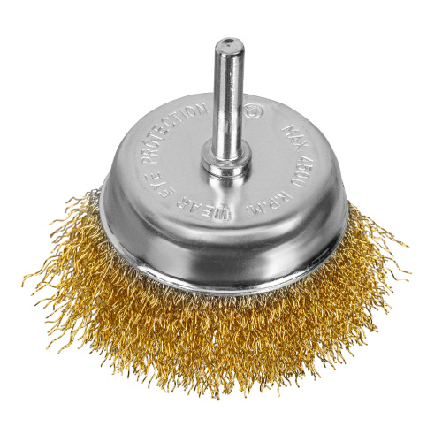 Щетка для дрели, 75 мм, "чашка" со шпилькой, латунированная витая проволока Matrix по ценам производителя в Челябинске с доставкой по всей России