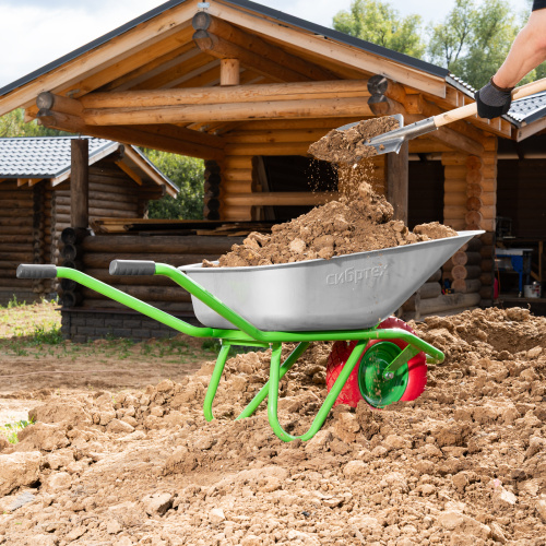 Тачка садово-строительная с PU колесом, грузоподъемность 180 кг, объем 90 л Сибртех по ценам производителя в Челябинске с доставкой по всей России