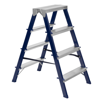 Стремянка двусторонняя 4 ступени, стальная, Сибртех по ценам производителя в Челябинске с доставкой по всей России