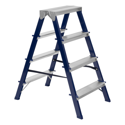 Стремянка двусторонняя 4 ступени, стальная, Сибртех по ценам производителя в Челябинске с доставкой по всей России