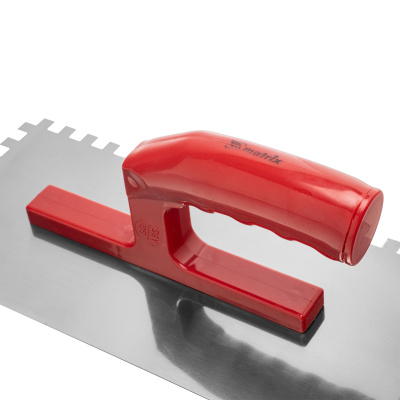 Гладилка стальная, 280 x 130 мм, зеркальная полировка, пластмастмассовая ручка, зуб 8 x 8 мм Matrix по ценам производителя в Челябинске с доставкой по всей России