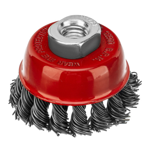 Щетка для УШМ, 65 мм, М14, "чашка", крученая проволока 0.8 мм Matrix по ценам производителя в Челябинске с доставкой по всей России