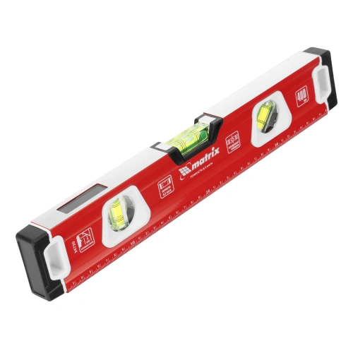 Уровень алюминиевый, магнит, фрезерованный, 3 глазка (1 зеркальный) 400 мм Matrix по ценам производителя в Челябинске с доставкой по всей России