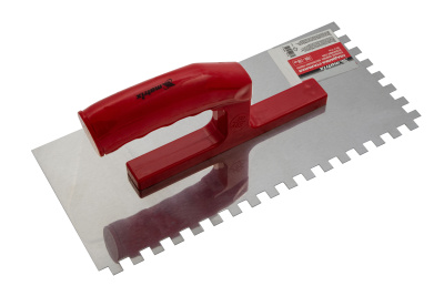 Гладилка из нержавеющей стали, 280 х 130 мм, зеркальная полировка, пластмассовая ручка, зуб 8 х 8 мм Matrix по ценам производителя в Челябинске с доставкой по всей России