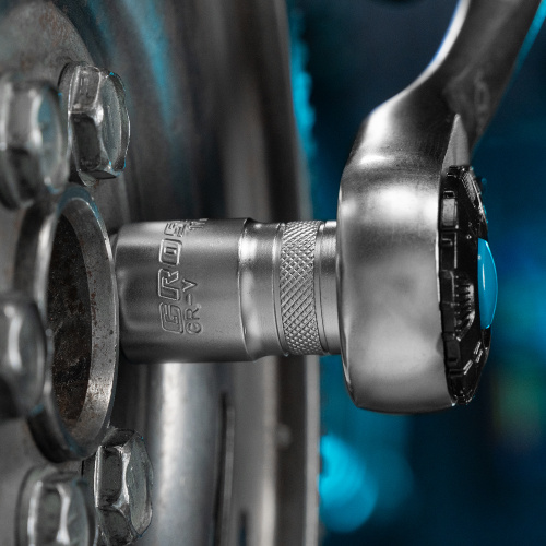 Набор торцевых головок, трещотка 120 зубьев, 1/2", CrV, 12 предметов Gross по ценам производителя в Челябинске с доставкой по всей России