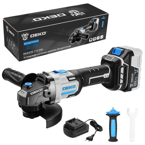 Углошлифовальная машина бесщеточная DEKO DKAG20, 20В, 1*5.0Ач по ценам производителя в Челябинске с доставкой по всей России