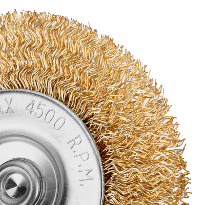 Щетка для дрели, 75 мм, плоская со шпилькой, латунированная витая проволока Matrix по ценам производителя в Челябинске с доставкой по всей России