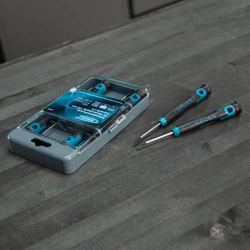 Набор отверток для точной механики, CrMo, двухкомпонентные рукоятки, 6 шт, пластиковый бокс Gross по ценам производителя в Челябинске с доставкой по всей России