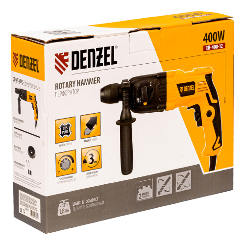 Перфоратор электрический RH-400-12, SDS-plus, 400 Вт, 1.2 Дж, 2 режима Denzel по ценам производителя в Челябинске с доставкой по всей России