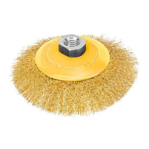 Щетка для УШМ, 125 мм, "Тарелка", витая нержавеющая проволока 0.3 мм, М14 Denzel по ценам производителя в Челябинске с доставкой по всей России
