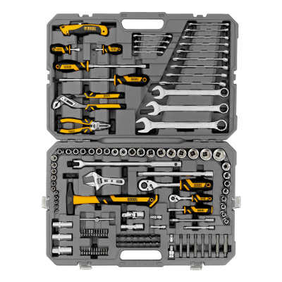 Набор инструментов, 1/2", 1/4", CrV, S2, пластиковый кейс, 122 предмета Denzel по ценам производителя в Челябинске с доставкой по всей России