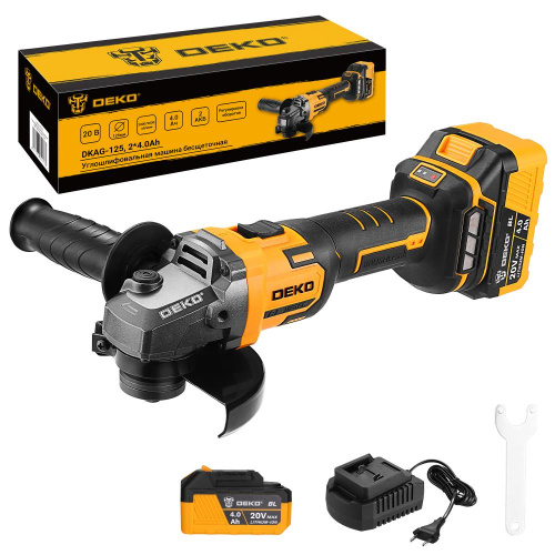 Углошлифовальная машина бесщеточная DEKO DKAG-125, 20В, 2*4.0Ач по ценам производителя в Челябинске с доставкой по всей России