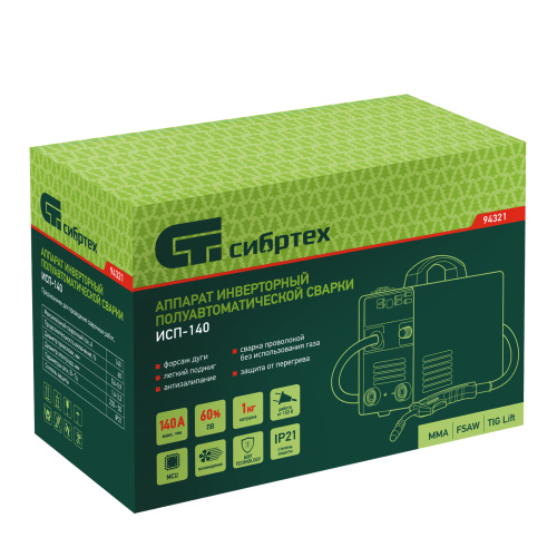 Аппарат инвертор. полуавтомат. сварки ИСП-140, 140 А, ПВ 60% Сибртех по ценам производителя в Челябинске с доставкой по всей России
