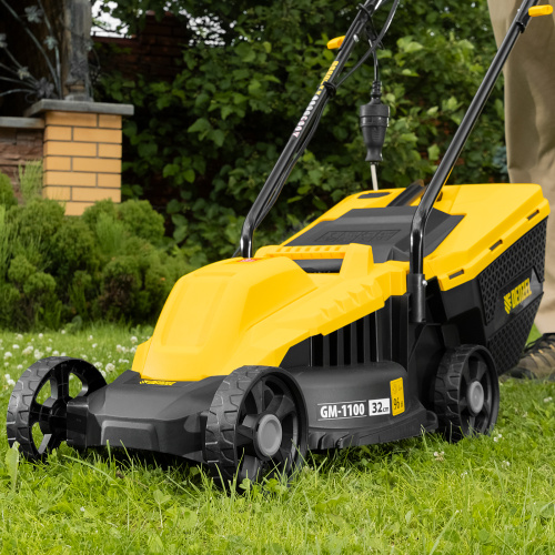 Газонокосилка электрическая GM-1100, 1100 Вт, шир. 32 см, 3 уров., травосб. 30 л Denzel по ценам производителя в Челябинске с доставкой по всей России