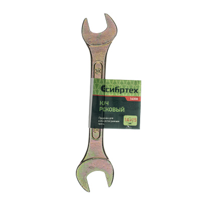 Ключ рожковый, 14 х 15 мм, желтый цинк Сибртех по ценам производителя в Челябинске с доставкой по всей России