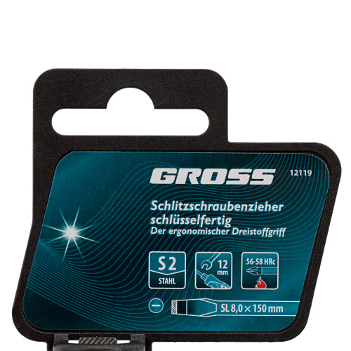 Отвертка SL8 x 150 мм, S2, трехкомпонентная рукоятка Gross по ценам производителя в Челябинске с доставкой по всей России