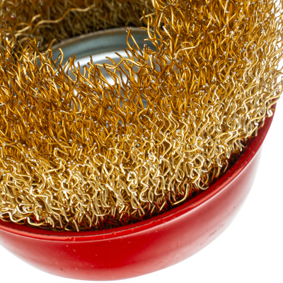 Щетка для УШМ, 65 мм, М14, "чашка", латунированная витая проволока Matrix по ценам производителя в Челябинске с доставкой по всей России