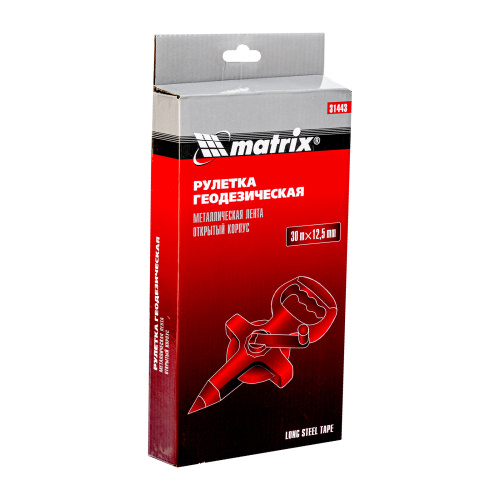 Рулетка геодезическая, 30 м х 12,5 мм, металлическая лента, открытый корпус Matrix по ценам производителя в Челябинске с доставкой по всей России